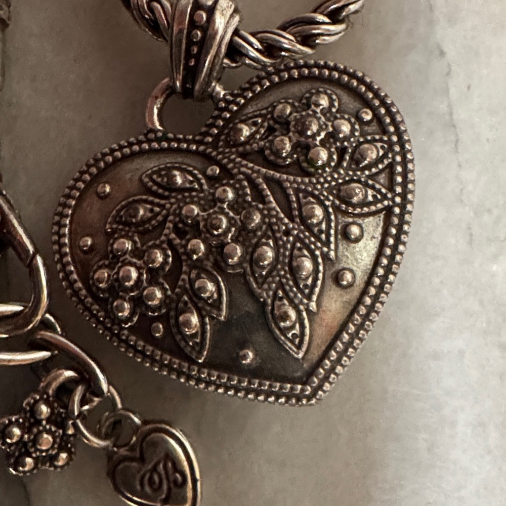 Brighton Silver Heart Necklace with Floral Design - Picture 6 of 7